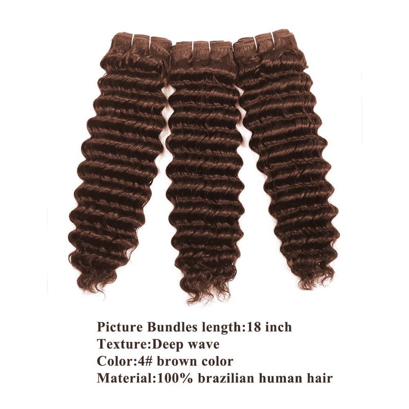 ALLRUN Deep Wave Brown Human Hair Bundles Curly Bundles Human Hair Chocolate Brown Bundles For Braiding Brazilian Human Hair Curly Wave Extensions 4# Color 182022 Inch - Image 2
