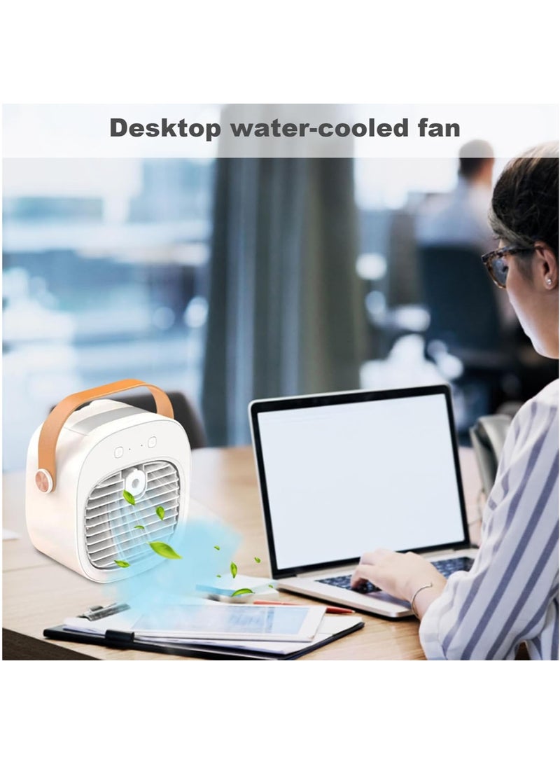MarlaMall Misting Fan, Portable Table Fan, USB Portable Air Conditioner Fan, Air Cooler Desktop Fan, 3 Speeds, Adjustable Head Rotatable for Home Office (White) - Image 5