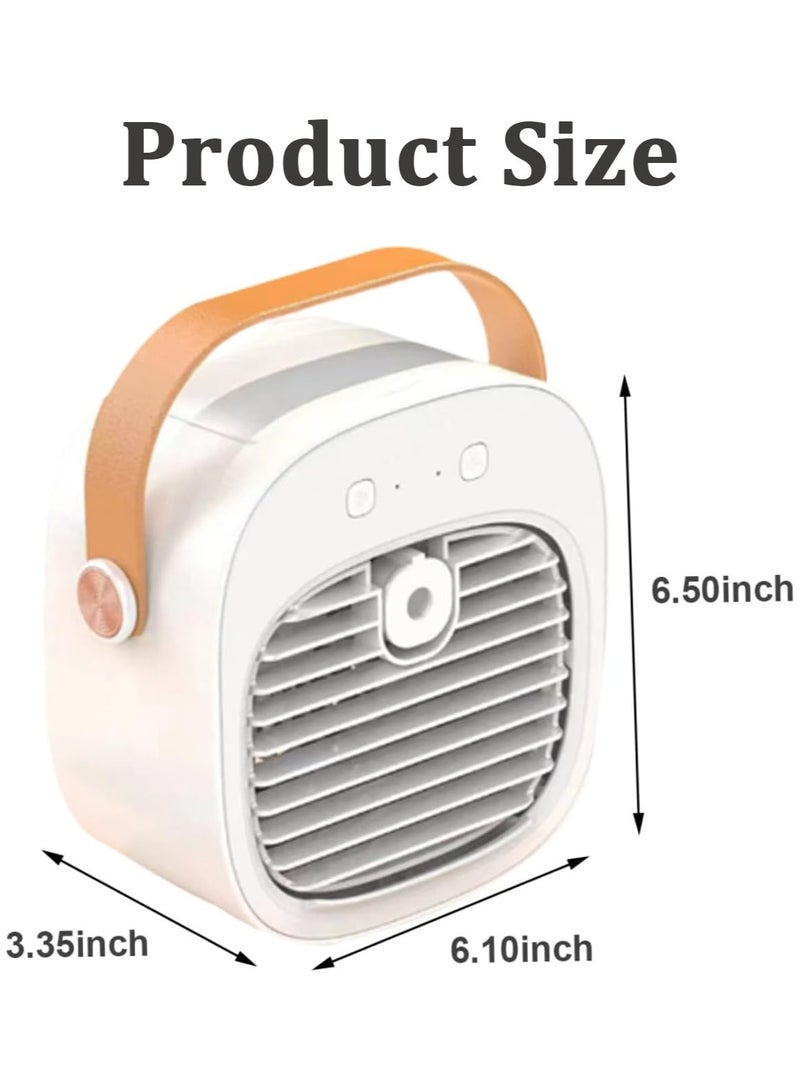 MarlaMall Misting Fan, Portable Table Fan, USB Portable Air Conditioner Fan, Air Cooler Desktop Fan, 3 Speeds, Adjustable Head Rotatable for Home Office (White) - Image 2