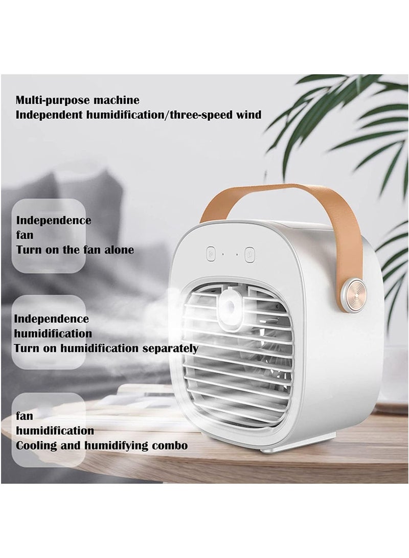 MarlaMall Misting Fan, Portable Table Fan, USB Portable Air Conditioner Fan, Air Cooler Desktop Fan, 3 Speeds, Adjustable Head Rotatable for Home Office (White) - Image 4