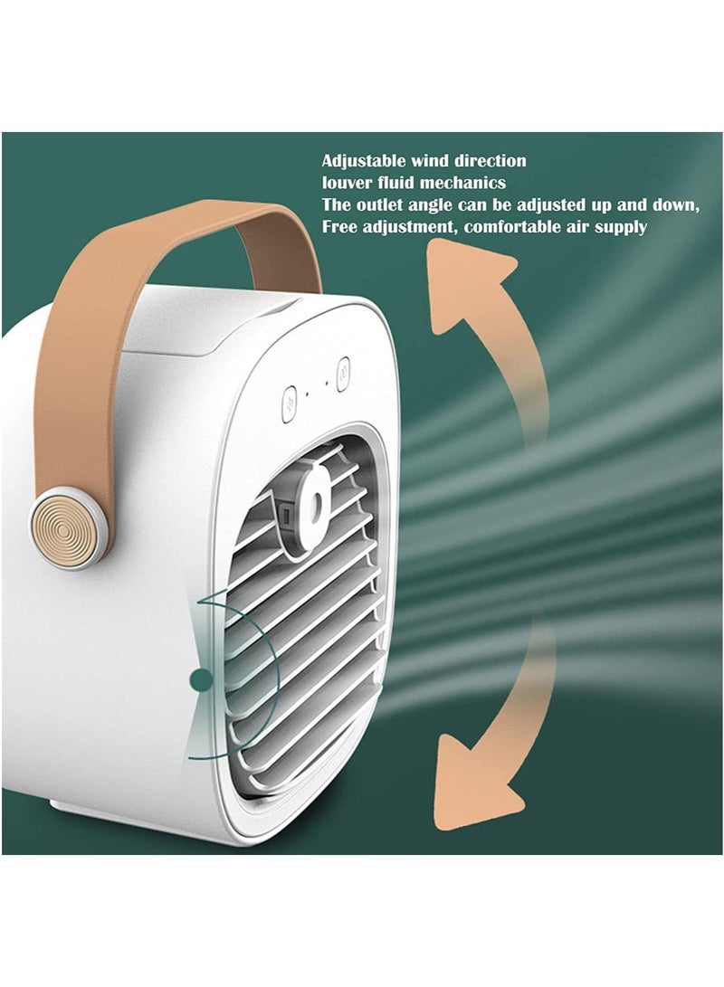 MarlaMall Misting Fan, Portable Table Fan, USB Portable Air Conditioner Fan, Air Cooler Desktop Fan, 3 Speeds, Adjustable Head Rotatable for Home Office (White) - Image 3