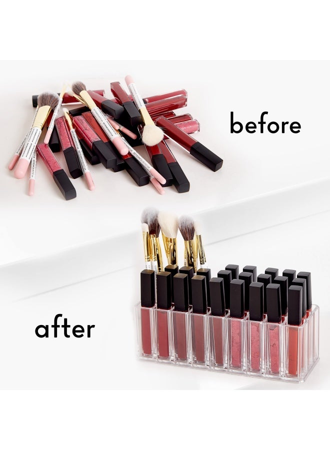 FAJ Eyeshadow Palette Lipgloss Organizers, Acrylic Makeup Holder for Vanity, Drawer Storage, Cosmetics Pallets Countertop Clear Storage (27 spaces) - Image 2