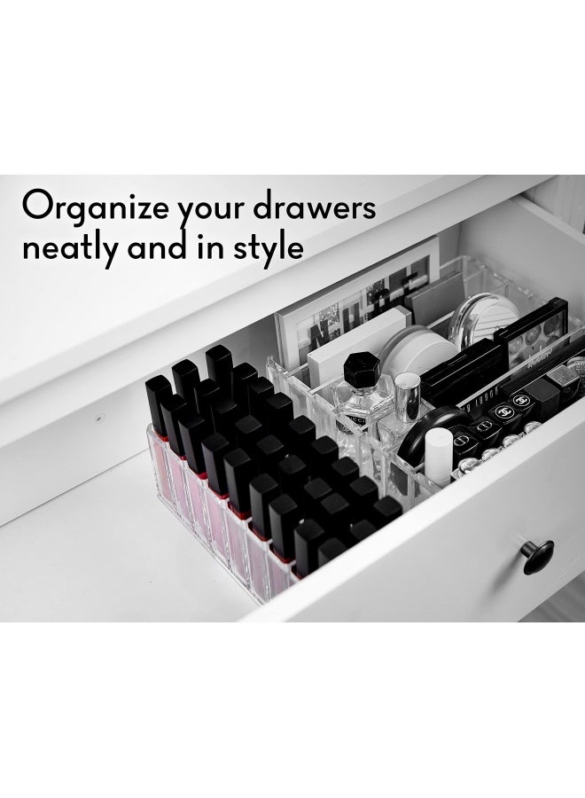 FAJ Eyeshadow Palette Lipgloss Organizers, Acrylic Makeup Holder for Vanity, Drawer Storage, Cosmetics Pallets Countertop Clear Storage (27 spaces) - Image 5