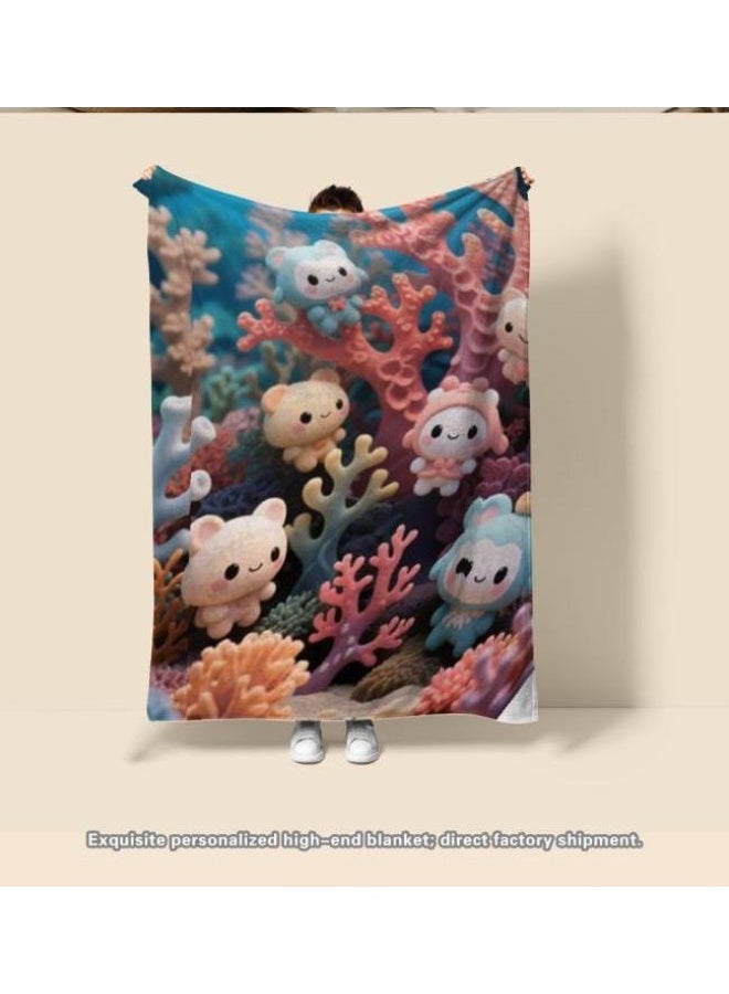 general Baby and children's cartoon flannel thin blanket (warm and comfortable, suitable for sleep, game use) 70cm*100cm