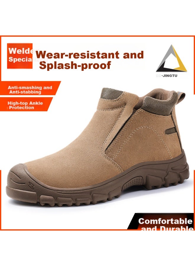 Jingtu Jingtu Welder Safety Shoes Men's High-top Steel Toe Anti-smashing Anti-piercing Breathable Work Shoes E3025g-j 42  - Image 1