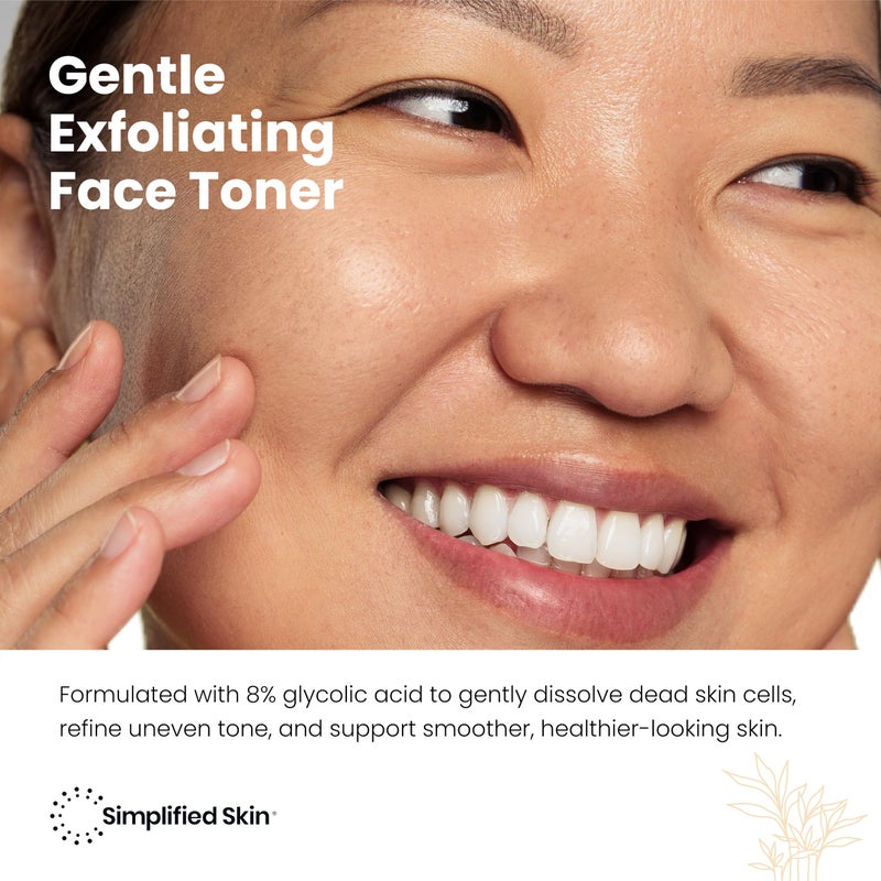 simplified skin Glycolic Acid Toner for Face - 8% Facial Toning Solution - Hydrating, Anti-Aging, Exfoliates Skin with AHA, Aloe Vera, & Rosemary Extract for Women & Men - 8 Fl Oz - Image 2