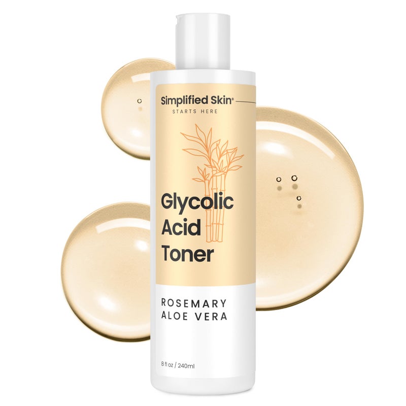 simplified skin Glycolic Acid Toner for Face - 8% Facial Toning Solution - Hydrating, Anti-Aging, Exfoliates Skin with AHA, Aloe Vera, & Rosemary Extract for Women & Men - 8 Fl Oz - Image 1