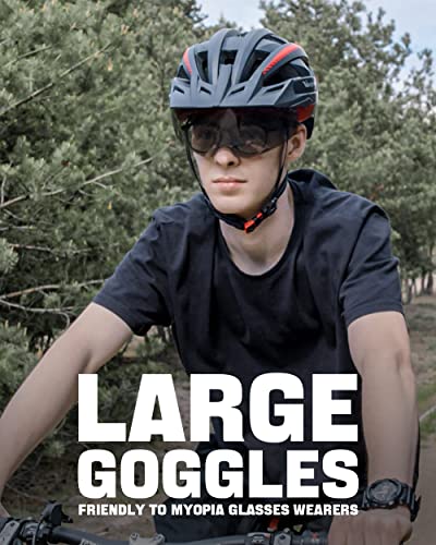VICTGOAL Bike Helmet with USB Rechargeable Rear Light Detachable Magnetic Goggles Removable Sun Visor Mountain & Road Bicycle Helmets for Men Women Adult Cycling Helmets (L: 57-61 cm, Metal Blue) - Image 5