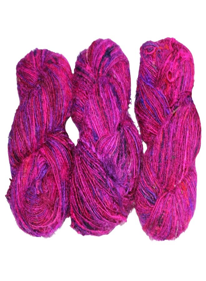 Knitsilk Recycled Sari Silk Yarn, Magenta Shade (100 Grams).Ideal for Knitting, Crocheting and Crafts - Image 2