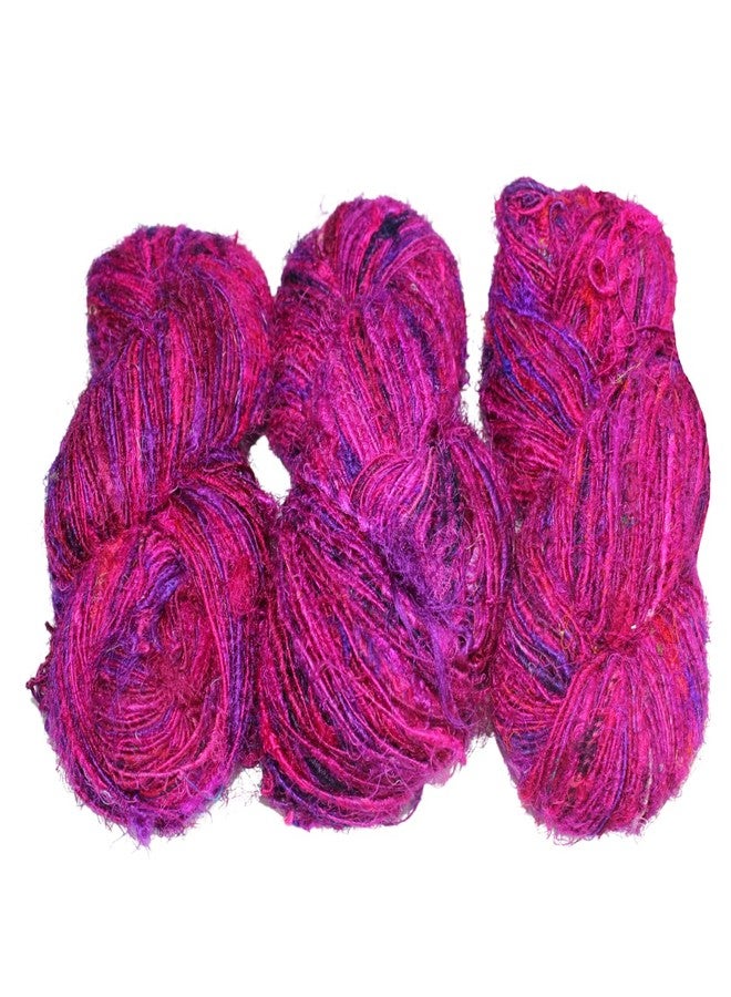Knitsilk Recycled Sari Silk Yarn, Magenta Shade (100 Grams).Ideal for Knitting, Crocheting and Crafts - Image 4