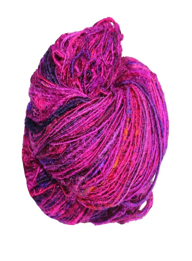 Knitsilk Recycled Sari Silk Yarn, Magenta Shade (100 Grams).Ideal for Knitting, Crocheting and Crafts - Image 1