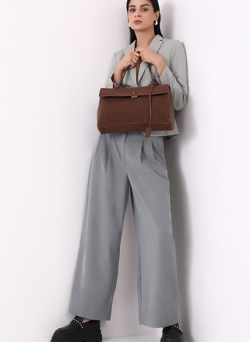 Haute Sauce Solid Interlock Regular Suede Hand Bag For Women  - Image 3