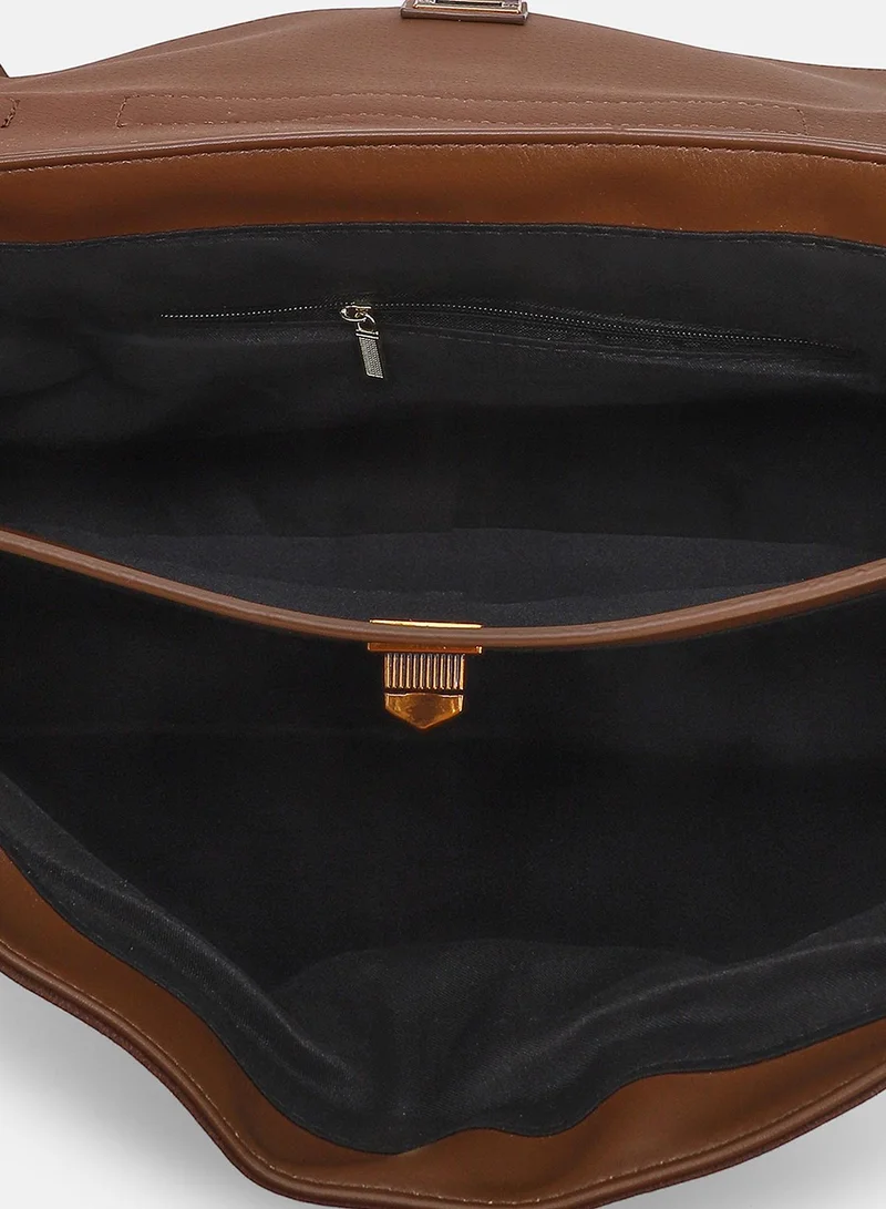 Haute Sauce Solid Interlock Regular Suede Hand Bag For Women