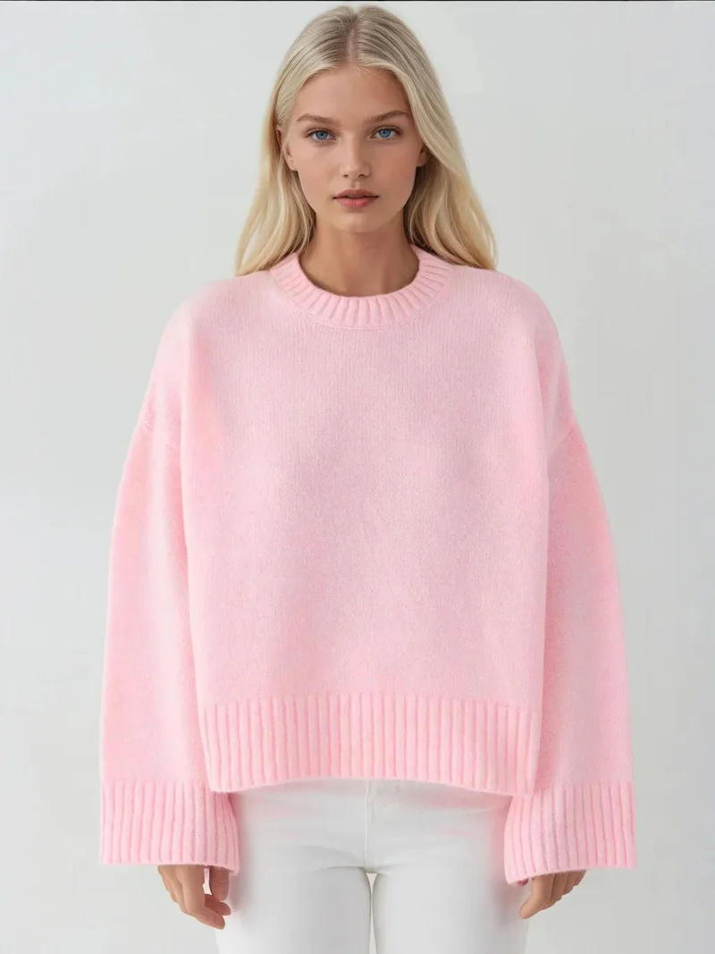 Hiccup Blush Pink Thick Crew Neck Extra Soft Touch Sweater for Women | Best Price UAE