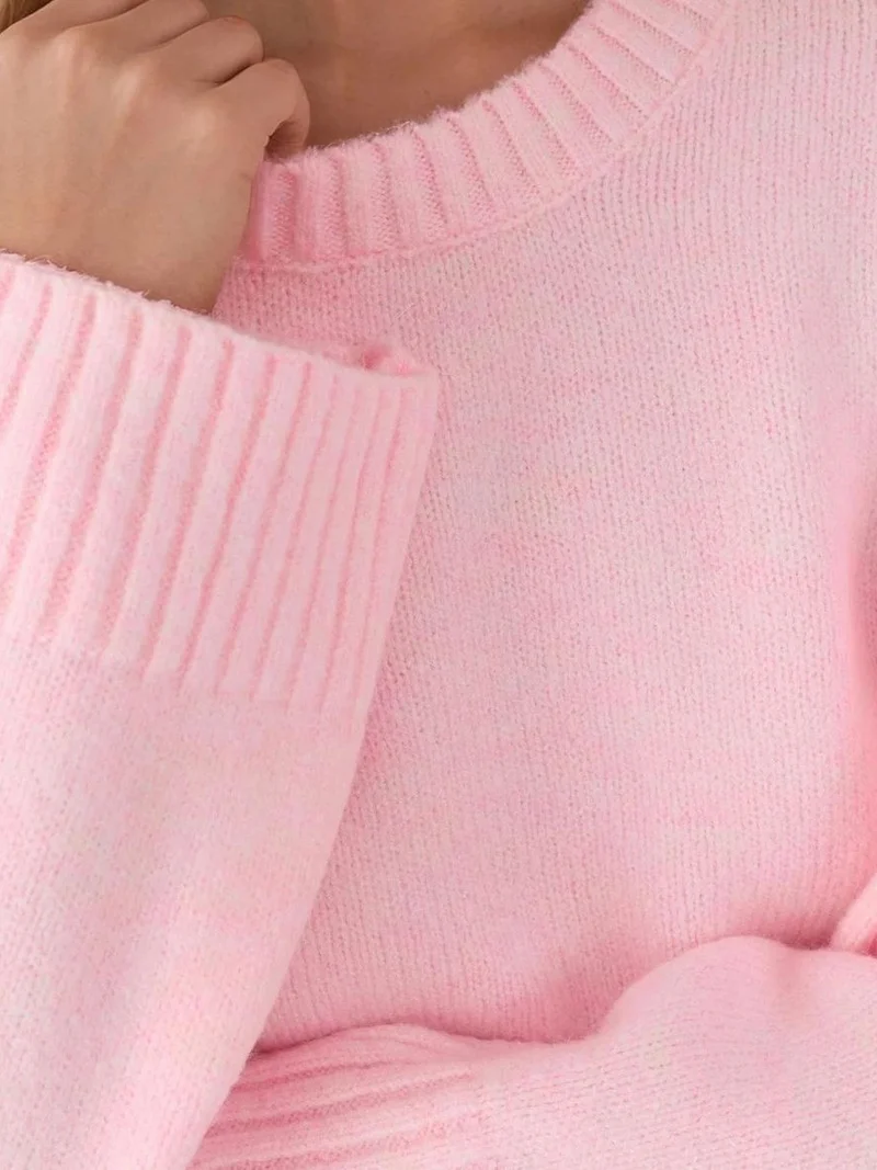Hiccup Blush Pink Thick Crew Neck Extra Soft Touch Sweater for Women | Best Price UAE