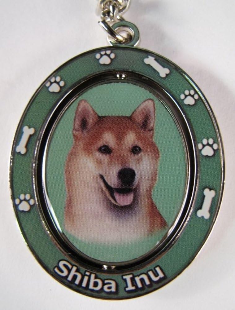 E&S Pets Shiba Inu Spinning Key Chain - Double Sided Metal Key Holder