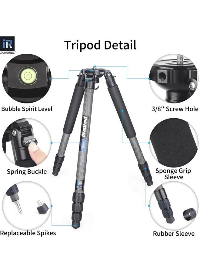 Innorel RT80C Carbon Fiber Tripod Professional Birdwatching Heavy Duty Camera 20kg max Load Bowl Tripod Birdwatching Camera Stand with 65mm Bowl Adapter(RT80C) - Image 5