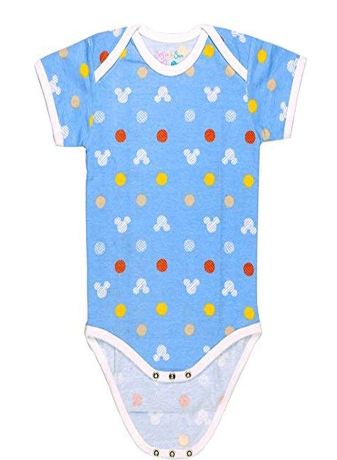 Sofie & Sam Premium Cotton 1 Pc Baby Romper Half Sleeves (9-12) Months - Mouse/Blue - Image 1