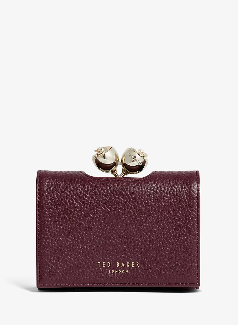 Rose Detail Leather Small Bobble Purse