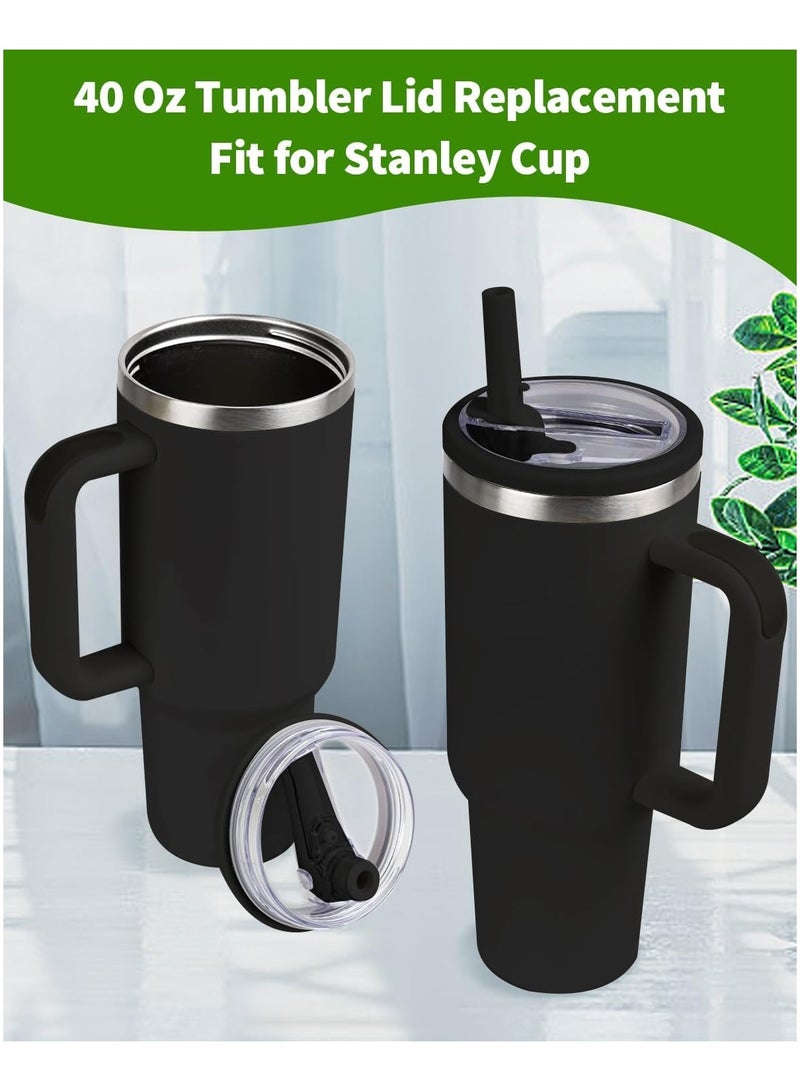 PYC 2 Pack 40 oz Tumbler Flip Straw Lid Replacement fit for Stanley Quencher, Spill Proof Splash Resistant Tumbler Lids,Reusable Tumbler Cover for Stanley Cup (black)  - Image 5