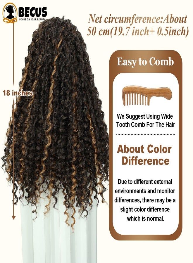 BECUS 18'' Headband Wig for Black Women Deep Wave Curly Wigs Synthetic Glueless Half Wig Natural Hairline Headband Wigs Easy Wear for Daily Use Halloween Party Brown with Highlight Blonde - Image 3