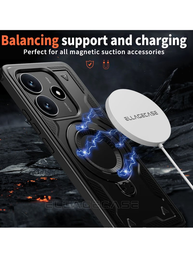 ELLAGECASE حافظة واقية مع حلقة لهاتف Xiaomi Redmi Note 14 5G، حماية قوية من السقوط، إمكانية الوقوف أفقيًا ورأسيًا، حماية كاميرا متينة، دعم متوازن، وتوافق مثالي مع الملحقات المغناطيسية - Image 2