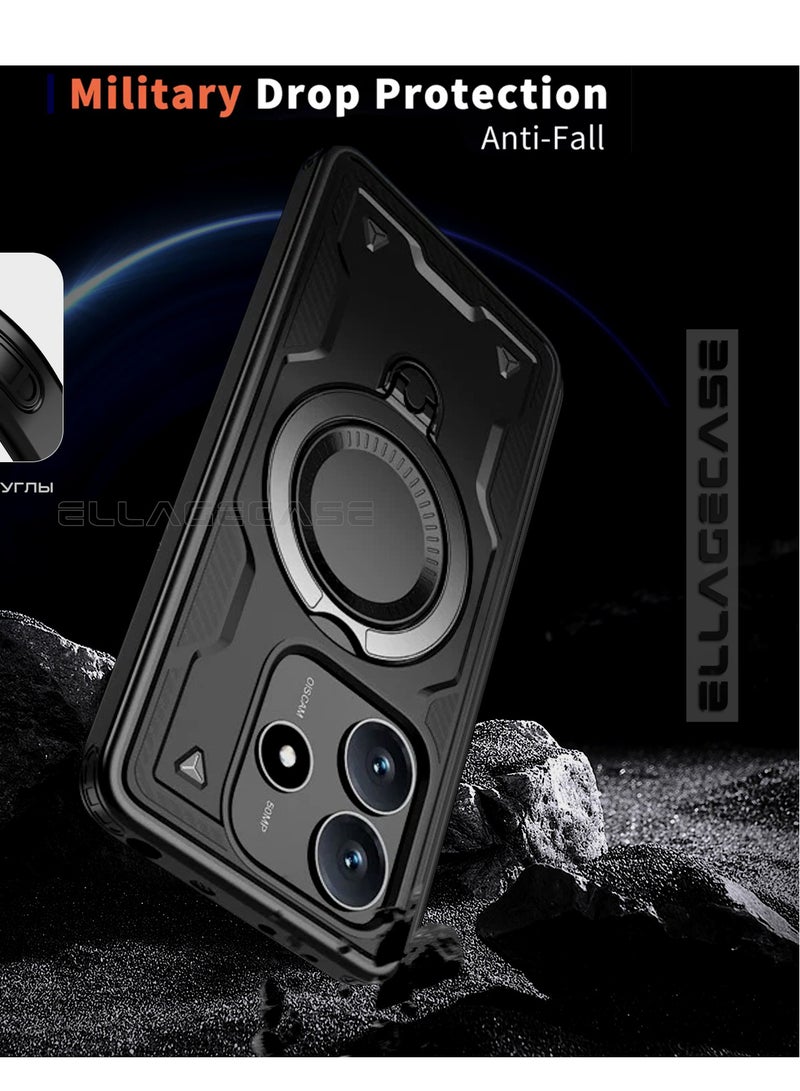 ELLAGECASE حافظة واقية مع حلقة لهاتف Xiaomi Redmi Note 14 5G، حماية قوية من السقوط، إمكانية الوقوف أفقيًا ورأسيًا، حماية كاميرا متينة، دعم متوازن، وتوافق مثالي مع الملحقات المغناطيسية - Image 3