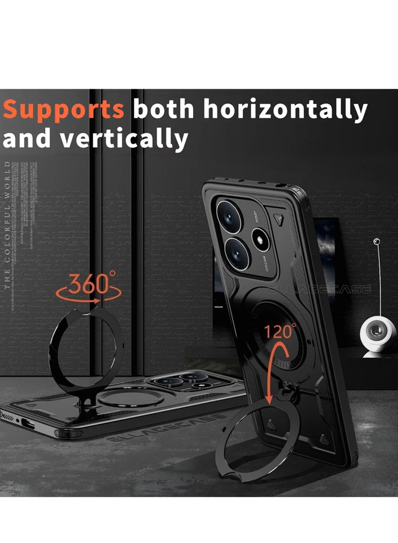 ELLAGECASE حافظة واقية مع حلقة لهاتف Xiaomi Redmi Note 14 5G، حماية قوية من السقوط، إمكانية الوقوف أفقيًا ورأسيًا، حماية كاميرا متينة، دعم متوازن، وتوافق مثالي مع الملحقات المغناطيسية - Image 4