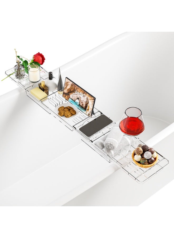 YelaJoy Adjustable Waterproof Clear Bathtub Shelf, Bathtub Board, Bathtub Tray, Bathtub Shelves, Bathtub Storage Board, Transparent Bathtub Stroage Rack - Image 1