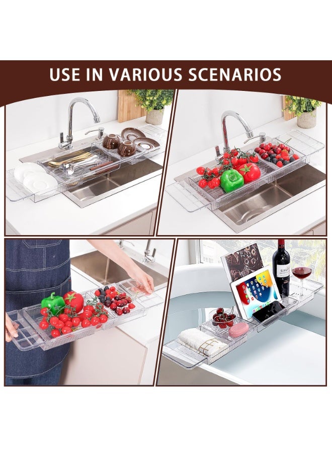 YelaJoy Adjustable Waterproof Clear Bathtub Shelf, Bathtub Board, Bathtub Tray, Bathtub Shelves, Bathtub Storage Board, Transparent Bathtub Stroage Rack - Image 5
