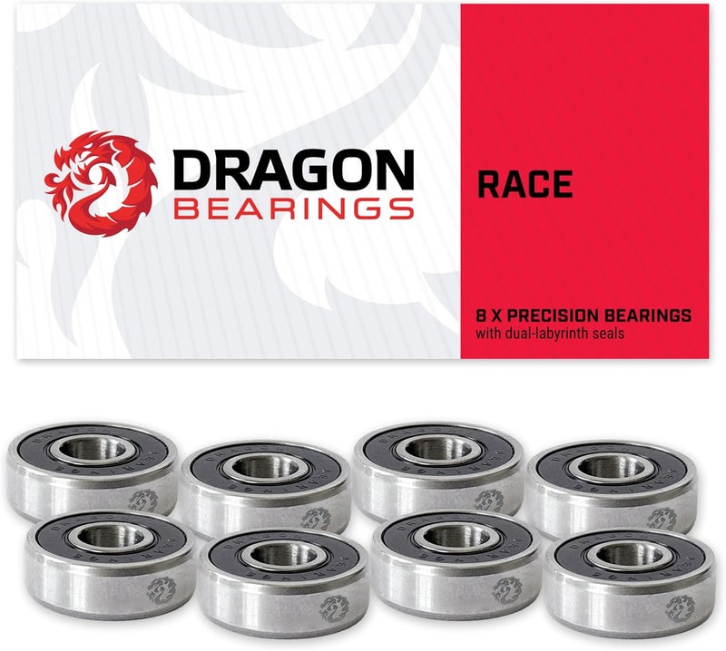 fireball Dragon Skateboard Bearings Set 8 Pack - Fast 608 Longboard Bearings Set for Skateboards Inline & Roller Skates - Bearings for Skateboarding Guaranteed for Life - Image 1