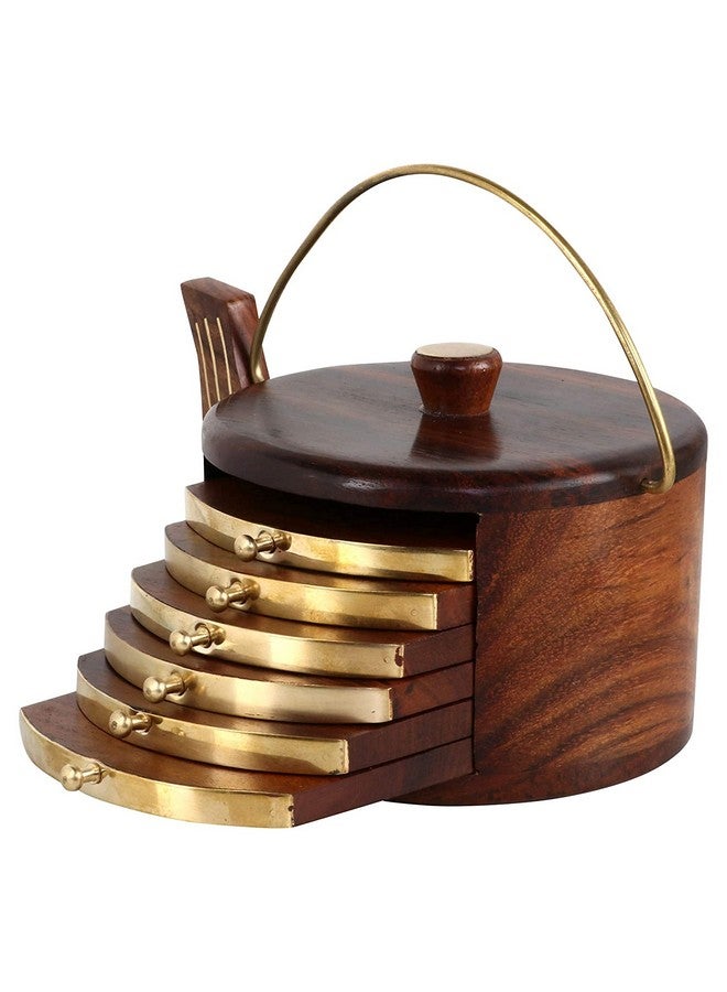 SYSI HOME Wooden Tea Coasters Set for Dining Table Decor Accessories - Coster Set for Office Table-Durable and Long-Lasting, Premium Finish, (Kettle Shape) - Image 2