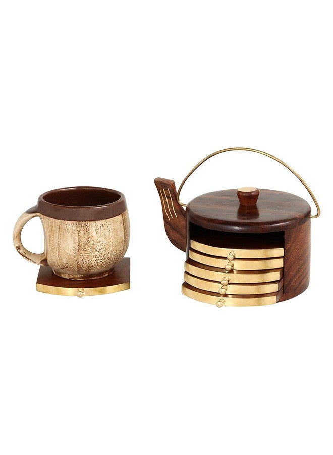 SYSI HOME Wooden Tea Coasters Set for Dining Table Decor Accessories - Coster Set for Office Table-Durable and Long-Lasting, Premium Finish, (Kettle Shape) - Image 4