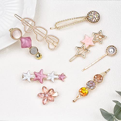 Tresneria® Korean Fashion Hair Clips Set in Trendy Styles and Designs for Women and Girls (PinkWhite) - Image 2
