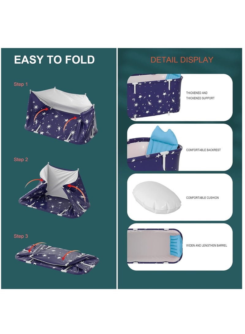 XiuWoo Waterproof Portable Non-Inflatable Folding Soaking Spa Bathtub Barrel, Household Large Shower Bathing Tubs, Separate Family Bathroom SPA Tub for Adults and Kid - Image 3