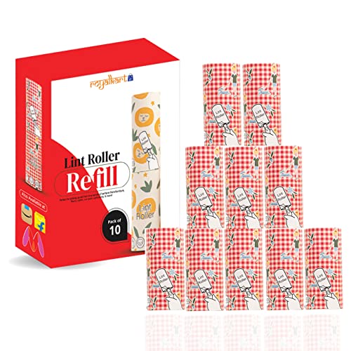 Royalkart® Lint Roller Refill Rolls, 60 Sheets in Each Roll (Pack of 10 Rolls) (Total 600 Sheets). - Image 1