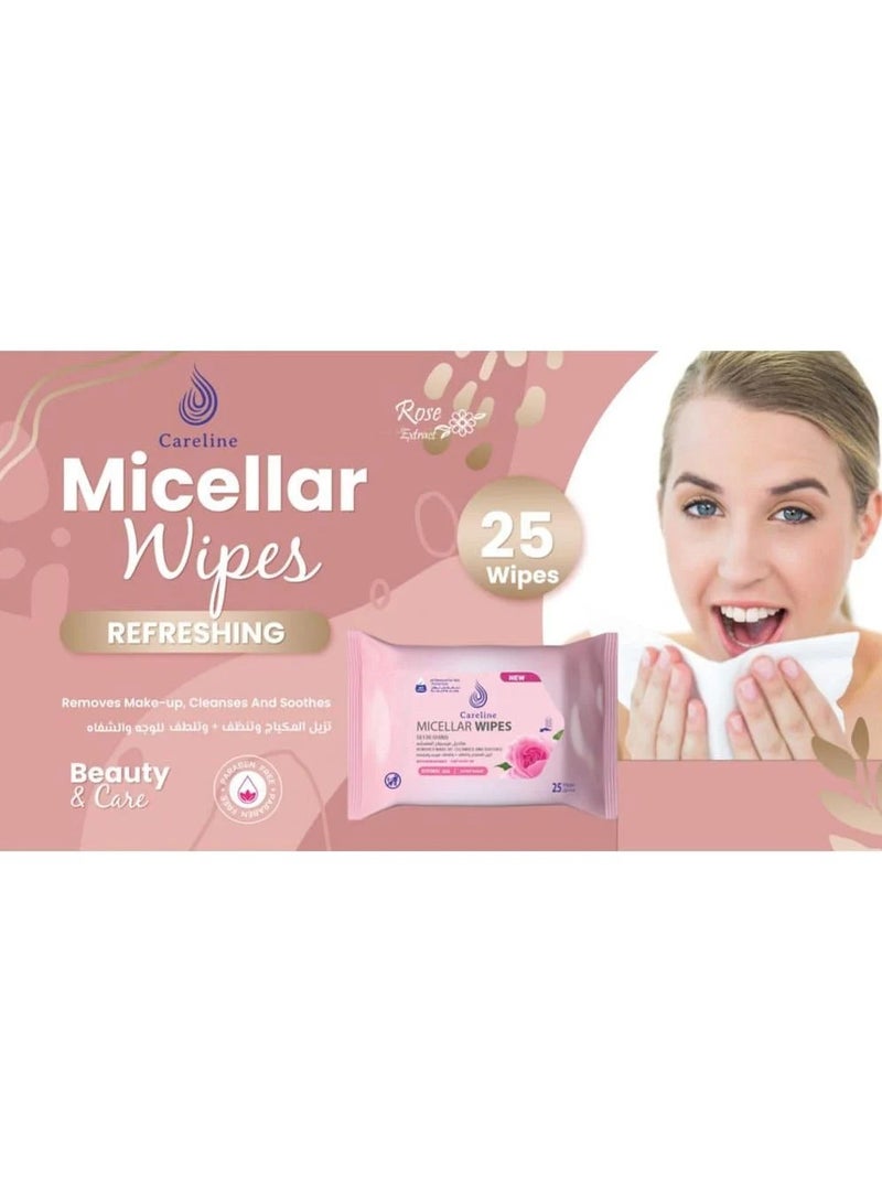 Careline Two Pieces Of Refreshing Micellar Wipes Remove Make Up Cleanses And Soothes With Rose Extract - Image 4