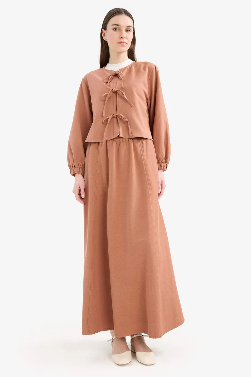 ديفاكتو Relax Fit Long Sleeve Linen Tunic