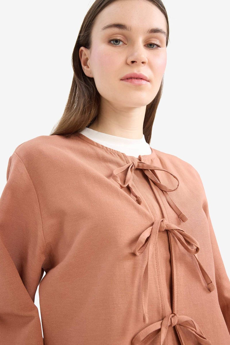 DeFacto Relax Fit Long Sleeve Linen Tunic - Image 4