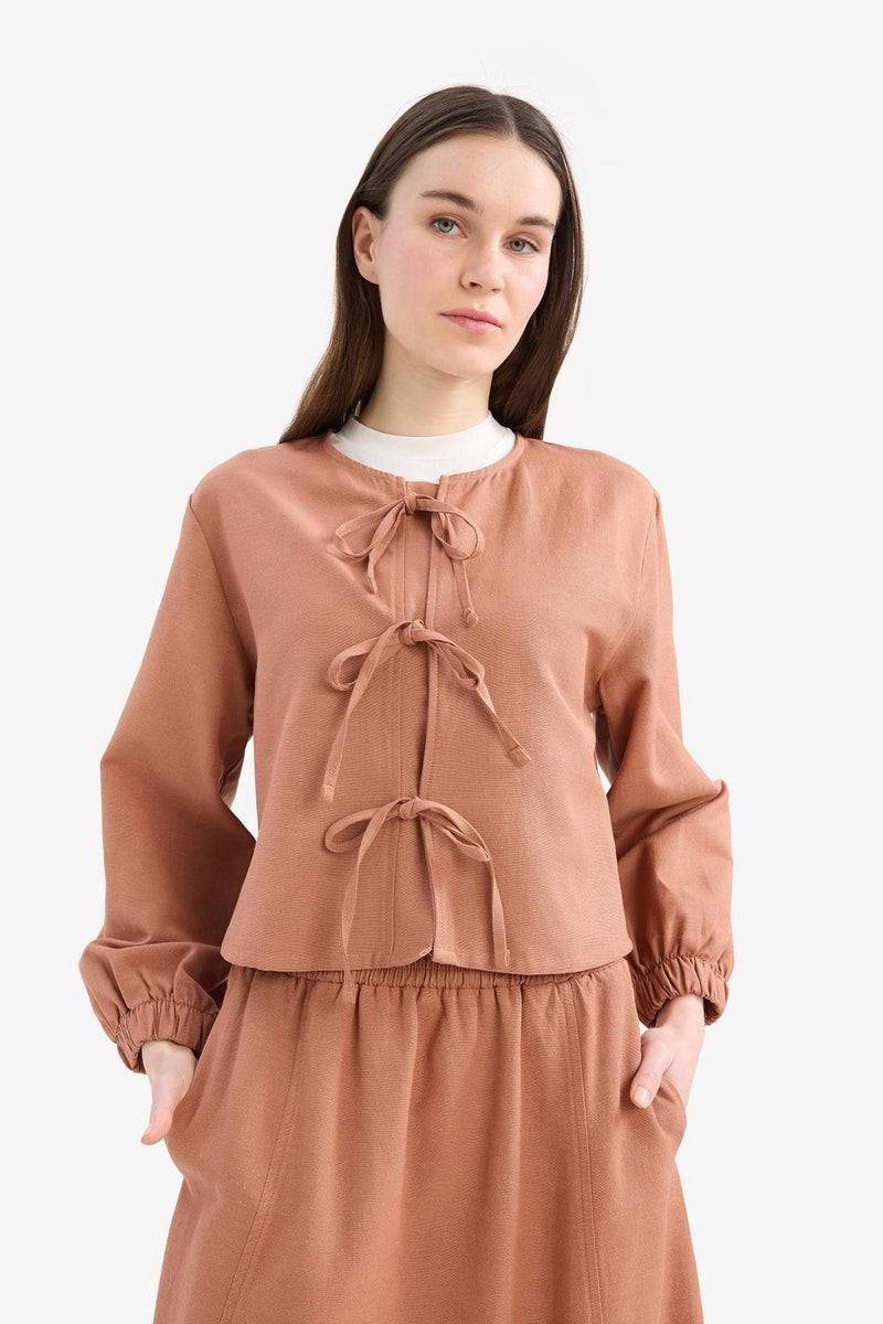 DeFacto Relax Fit Long Sleeve Linen Tunic - Image 3