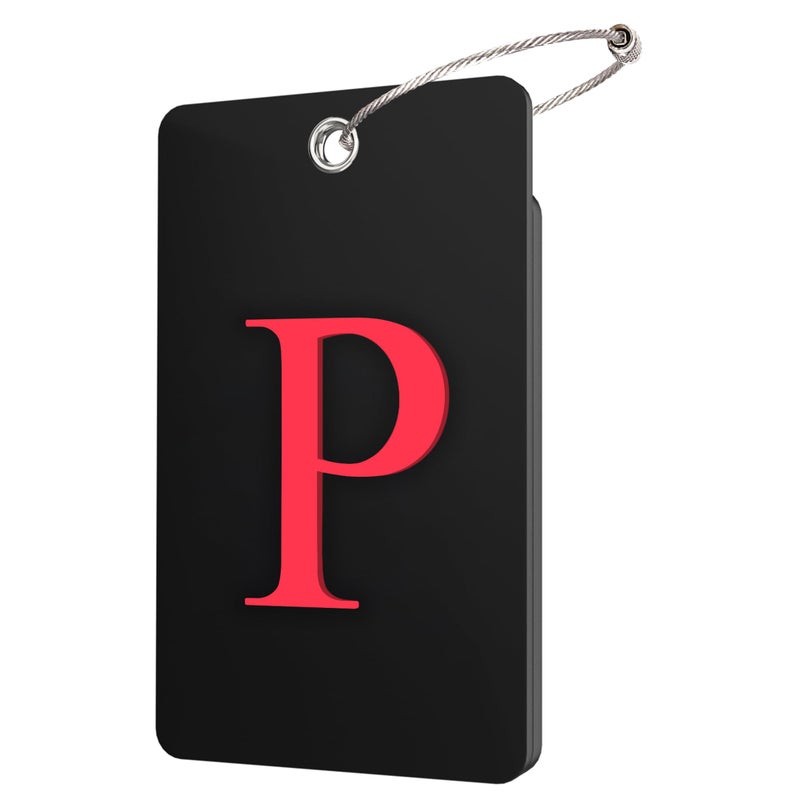 Gostwo 2 Pack Luggage Tags for Suitcases 26 Initial Letter Travel Luggage Baggage Identification Labels ID Tag Fully Bendable Tags with Stainless Steel Loop Black Letter P - Image 3
