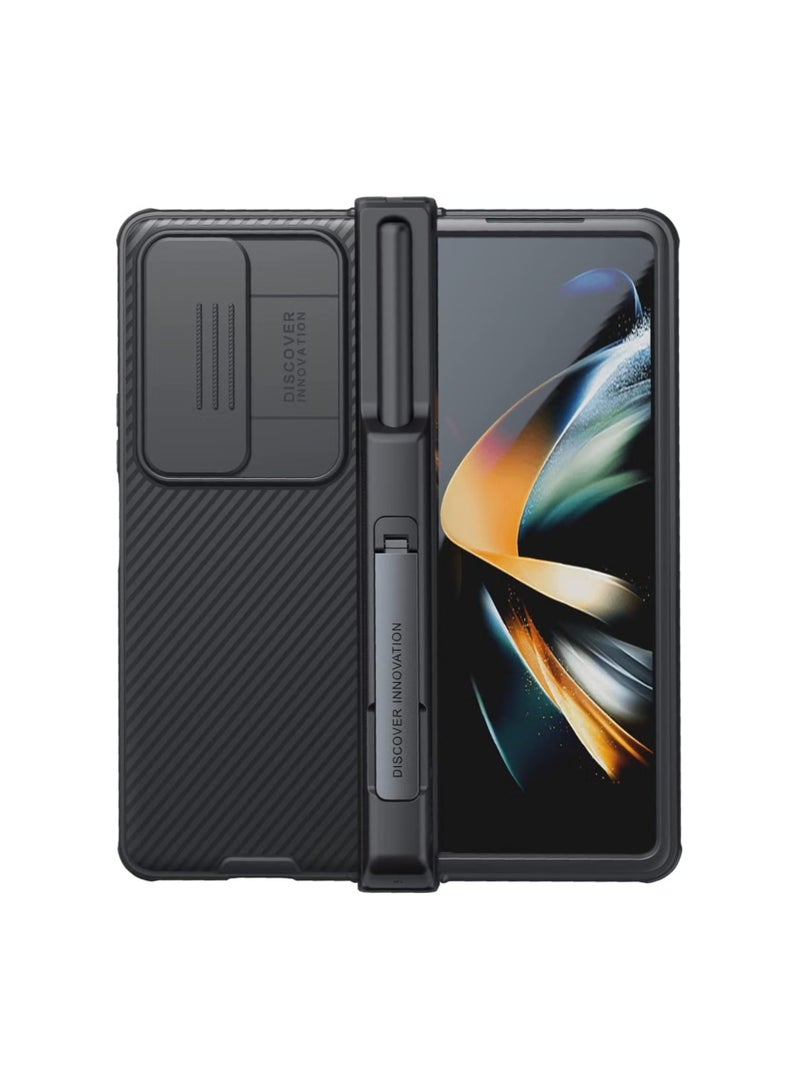 Raxoom for Samsung Galaxy Z Fold 4 Case with Slide Camera Cover, Hinge Protection with S Pen Holder 360° All-Inclusive Protective Case for Samsung Galaxy Z Fold 4 5G (Black)