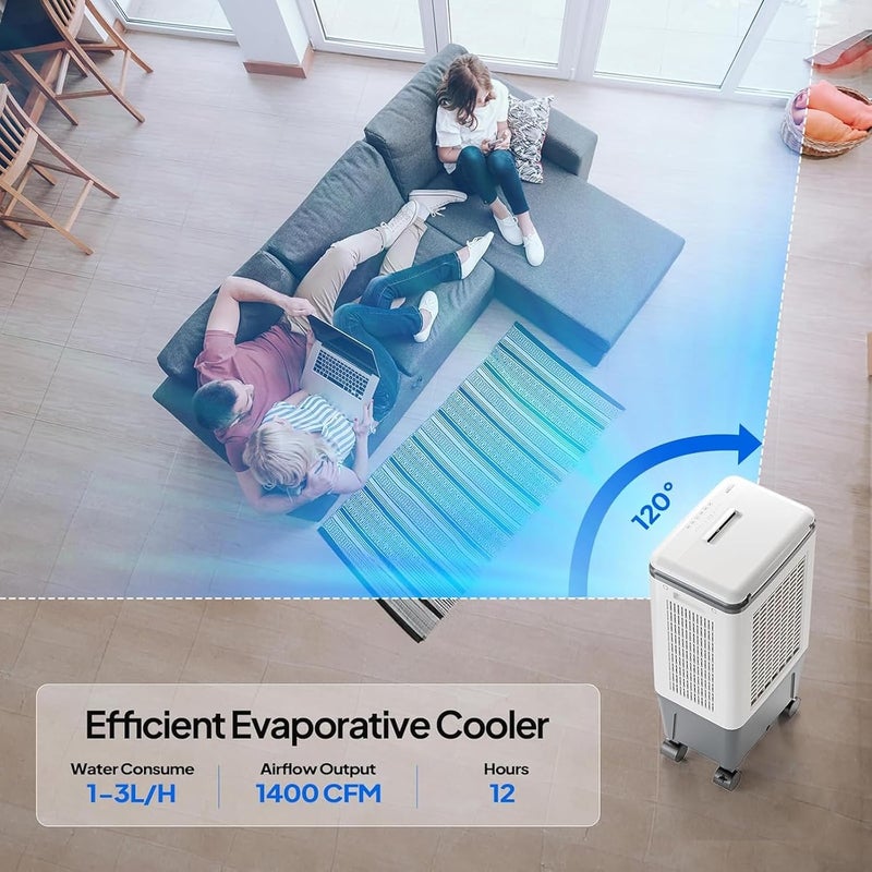 TDOO Portable Air Conditioner Evaporative Air Cooler with 30L Water Tank, Remote Control & 4 Ice Box, 3 Fan Speeds, Air Humidifier, and Silent Operation for Large Room, Home Office, Bedroom - Image 3