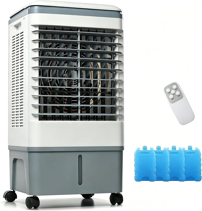TDOO Portable Air Conditioner Evaporative Air Cooler with 30L Water Tank, Remote Control & 4 Ice Box, 3 Fan Speeds, Air Humidifier, and Silent Operation for Large Room, Home Office, Bedroom - Image 1