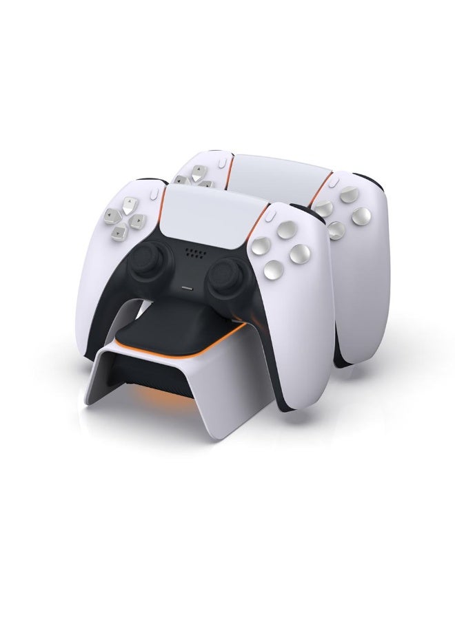 دوبي قاعدة شحن مزدوجة أنيقة من DOBE (طراز TP5-0521) لأجهزة تحكم PS5 - لون أبيض - Image 2