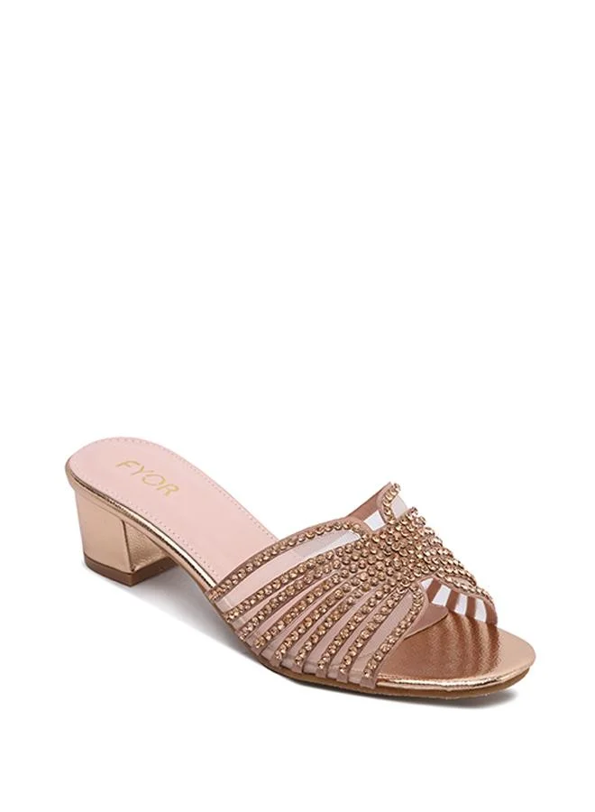 فايور Stylish Radiating-Jewel Mesh Block Heel MY 398