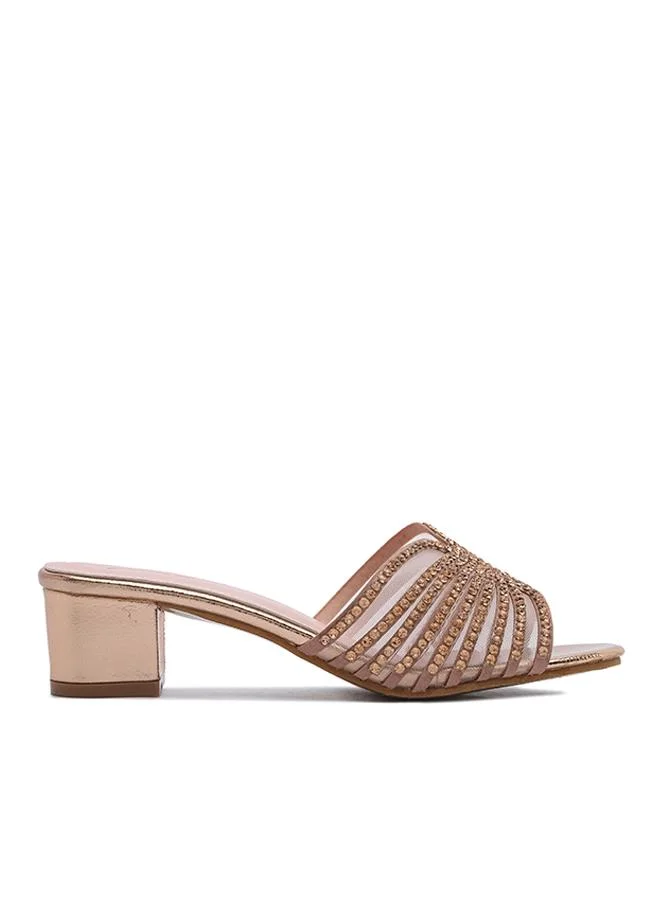 فايور Stylish Radiating-Jewel Mesh Block Heel MY 398