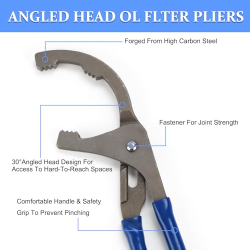MFBJXC Oil Filter Wrenches 9 Inch Adjustable Oil Filter Pliers Automotive Oil Filter Removal Tools for Engine Filters Cars and Trucks - Image 3