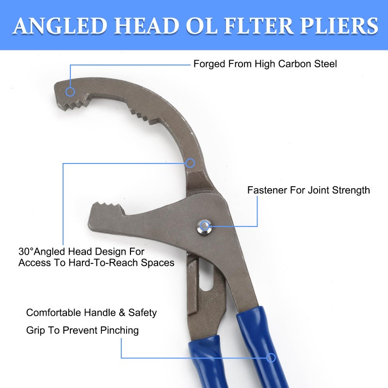MFBJXC Oil Filter Wrenches 9 Inch Adjustable Oil Filter Pliers Automotive Oil Filter Removal Tools for Engine Filters Cars and Trucks - Image 4