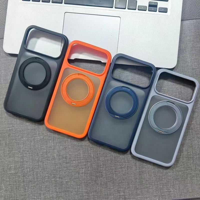 غطاء MagSafe بPC لـ iPhone 16 / 16 Plus / 16 Pro / 16 Pro Max مع مغناطيس قوي وحامل قائم مع ملمس غير لامع باللون أبيض مغناطيسي بوظيفة حامل للاستخدام اليومي للاستخدام المنزلي - Image 3